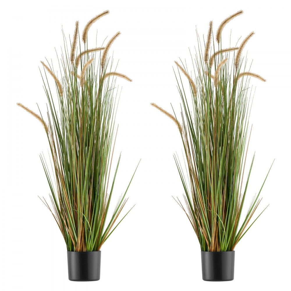 VEVOR Kunstrasenpflanze, 2er-Pack 1194 mm Schachtelhalm-Schilfgras im Topf, PVC-Kunstpflanze, künstliche Grünpflanzen, Sträucher für Haus, Garten, Büro, Zimmerdekoration, Einweihungsparty, Grün