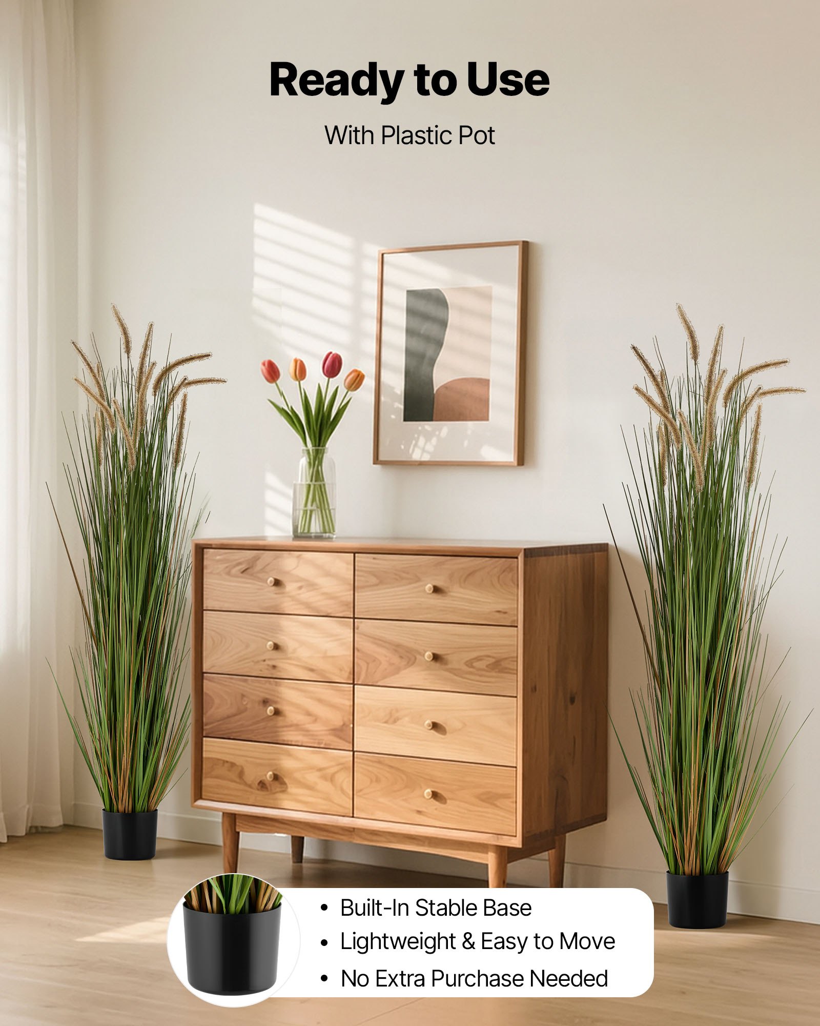 VEVOR Künstliche Graspflanze, 2er-Pack 1499mm Schachtelhalm-Schilfgras im Topf, Premium-PVC-Kunstpflanze, Grünpflanzen, Sträucher für Haus, Garten, Büro, Zimmerdekoration, Einweihungsfeier, Grün