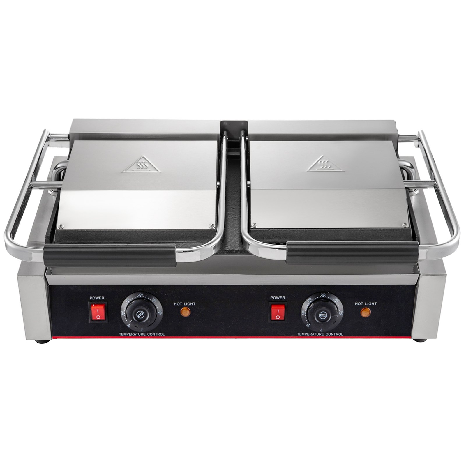 VEVOR Grillplatte Doppelplatte Grillplatte Elektrisch Elektrogrill mit Spritzschutz Tischgrill Grillplatte Edelstahl 50-300 °C Mit LED-Anzeige