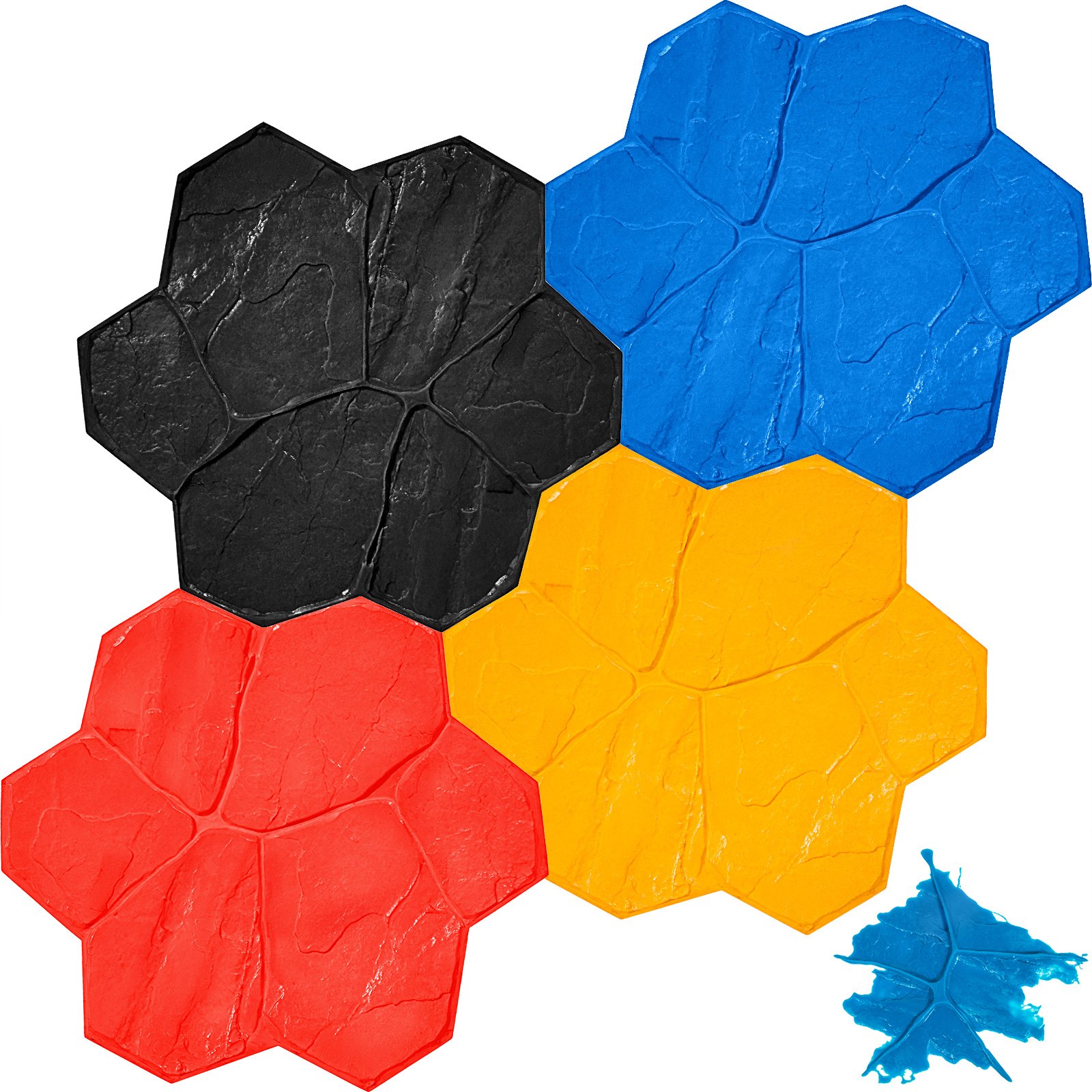 Vevor Betonformen 76x76cm Schalungsform Steinstruktur Gießform 4 Stk. Sechseckig