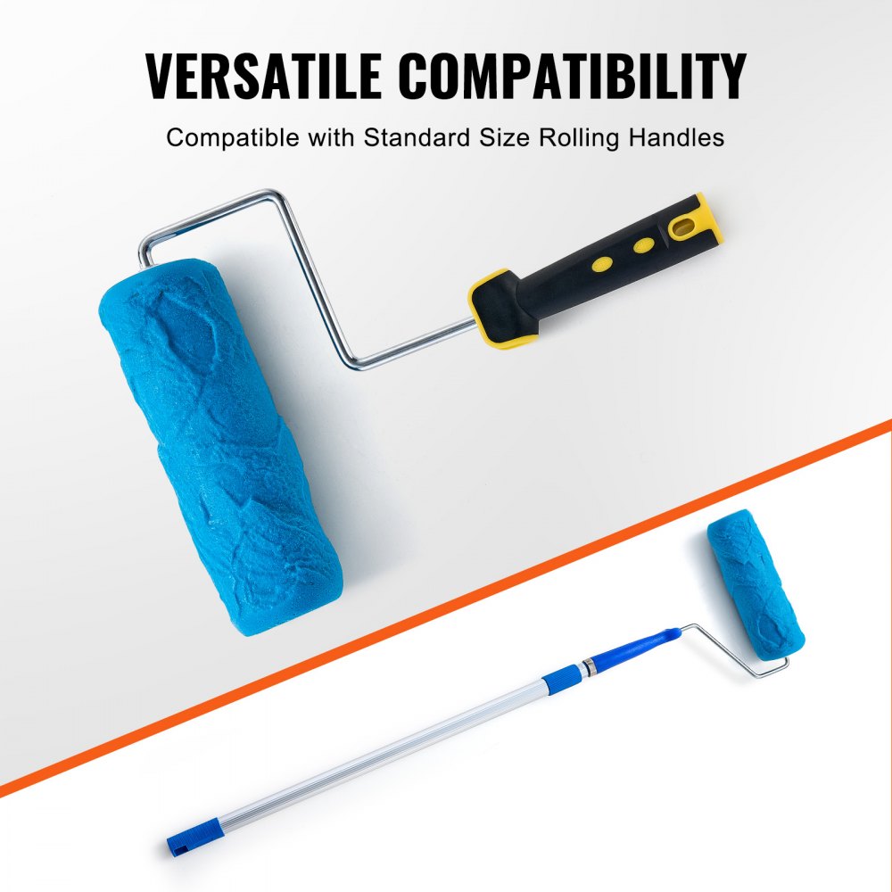 VEVOR Betonstempel, 21,6 x 6,6 cm, Betonrolle, Polyurethan-Stempel, Steinfliesen-Strukturmatte, Schieferbodenabdruck, nahtloser Stempel, Betonstrukturierungshautformen für dekorative Außenbereiche, blau