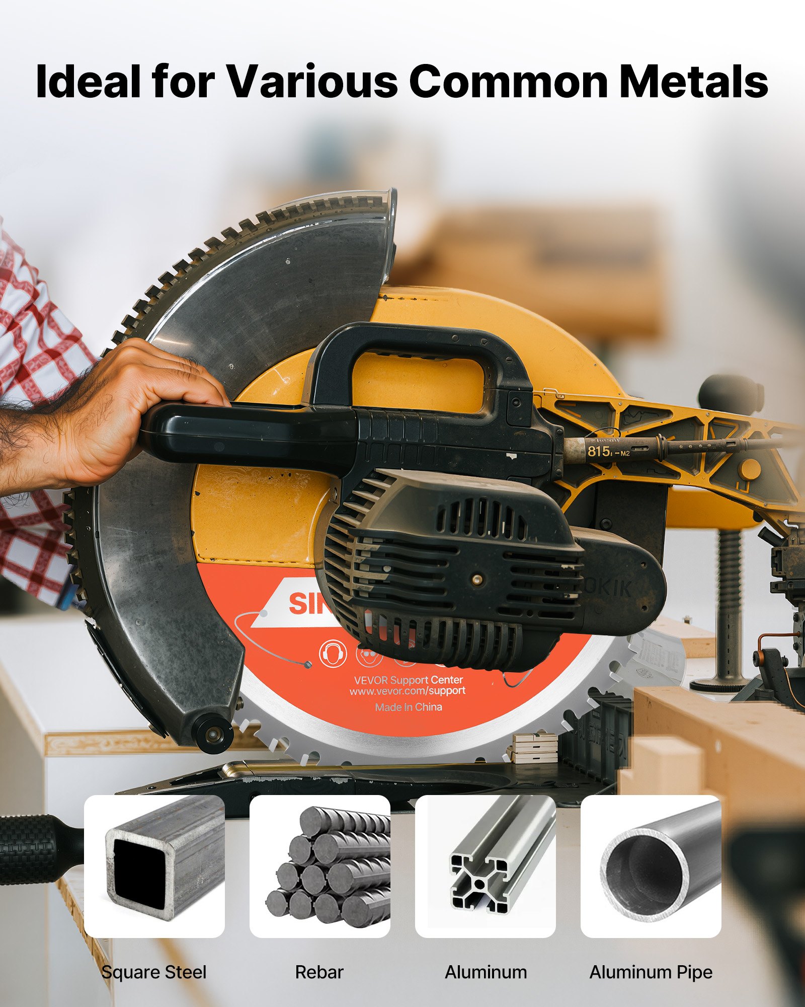 VEVOR Circular Saw Blade, 185 mm Diameter, 48 Sharp Alloy Teeth, 15.875 mm Arbor, Fine Finish, Metal Cutting Blade for Circular Saw, with Noise-Reducing Heat Vents, for Cutting Steel and Aluminum