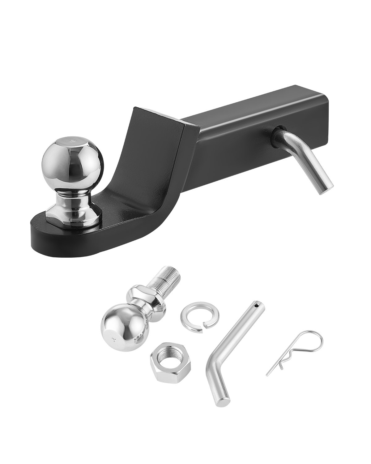 VEVOR towbar, suitable for 50 mm receivers, ball head mount with 50 mm ball & pin, ball coupling with 3400 kg load capacity, 50 mm drop, for heavy-duty trucks with carbon steel, black