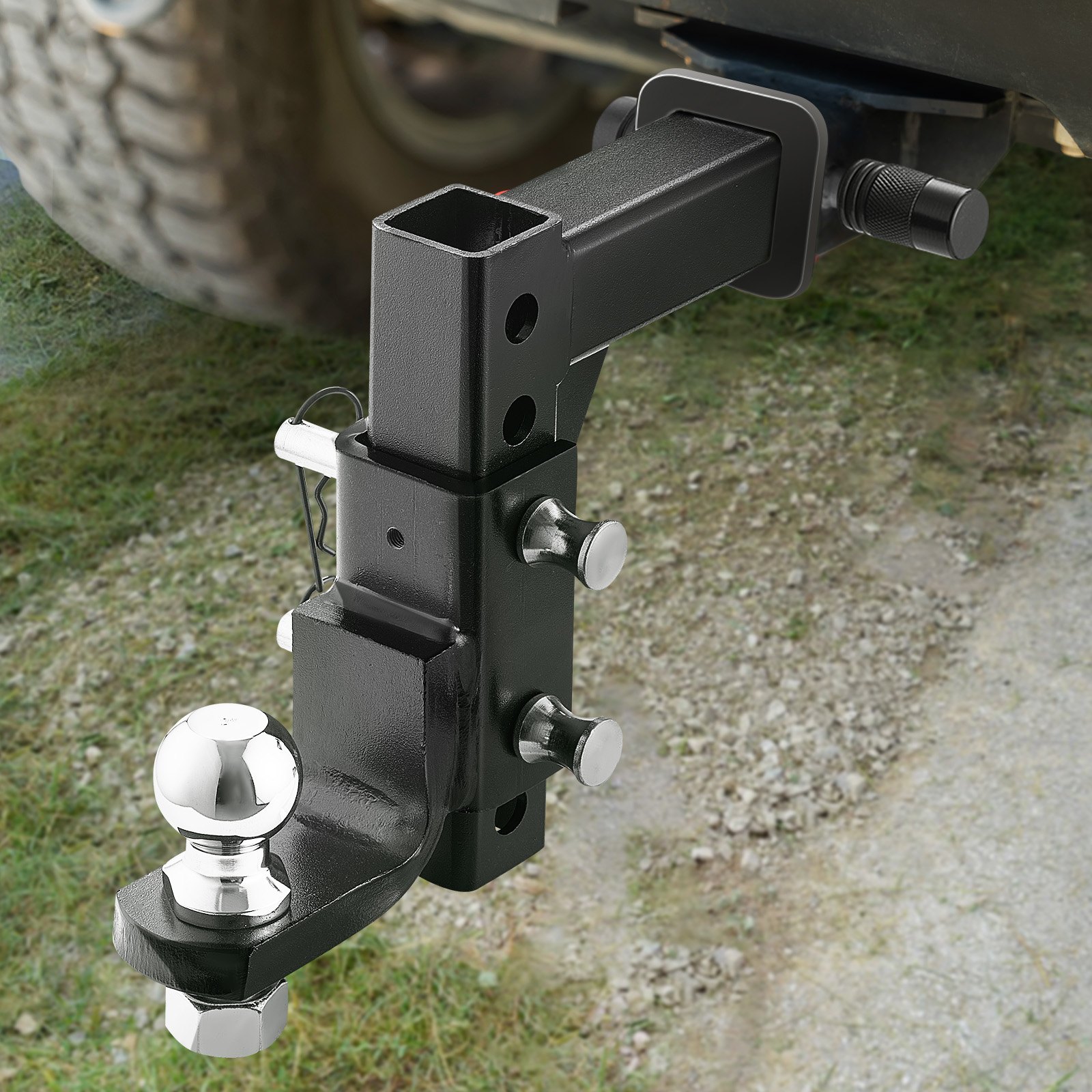 VEVOR towbar, compatible with 50.8 mm receivers, towbar ball mount with ball and pin, ball coupling with 3400 kg load capacity, for heavy-duty trucks with carbon steel, black