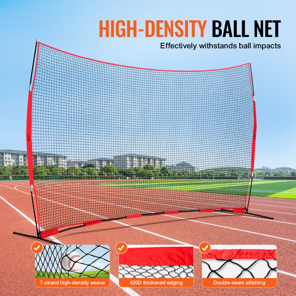 VEVOR Barrikaden-Backstop-Netz, Ballsport-Absperrnetz, 507 x 140 x 312 cm Tragbare Übungsausrüstung mit Tragetasche, Schutzschirm für Baseball, Softball, Fußball Training für den Garten