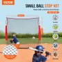 VEVOR-Backstop-Netz für verschiedene Sportarten, 7 x 7 Fuß mit 1,75 Zoll Maschenweite, im Einsatz auf einem Baseballfeld.