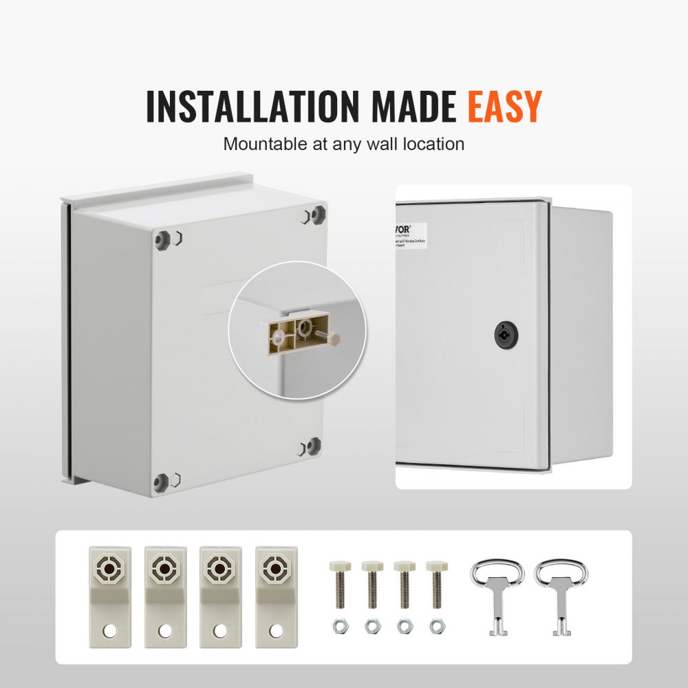 VEVOR Schaltschrank, NEMA-Elektroverteilerkasten, 250x300x140 mm, NEMA 4X Glasfaser-Elektrogehäuse, IP66 wasser- & staubdicht, geeignet für den Innen- & Außenbereich, inkl. Montageplatte