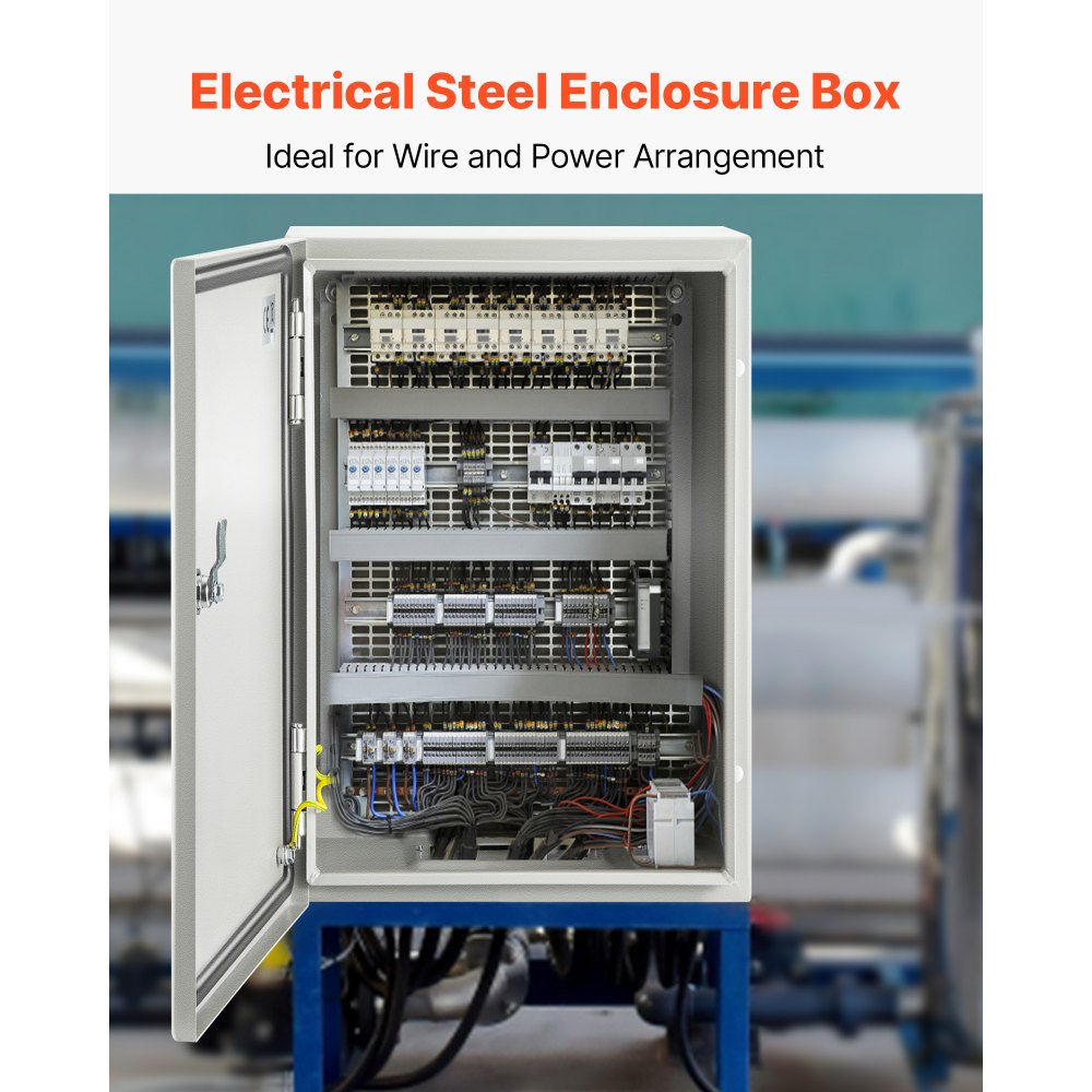 VEVOR  Schaltschrank NEMA-Industriegehäuse, 30 x 20 x 15 cm NEMA 4X-Stahl-Verteilerschrank, IP66 wasserdicht und staubdicht, elektrischer Anschlusskasten für den Außen-/Innenbereich, mit Montageplatte