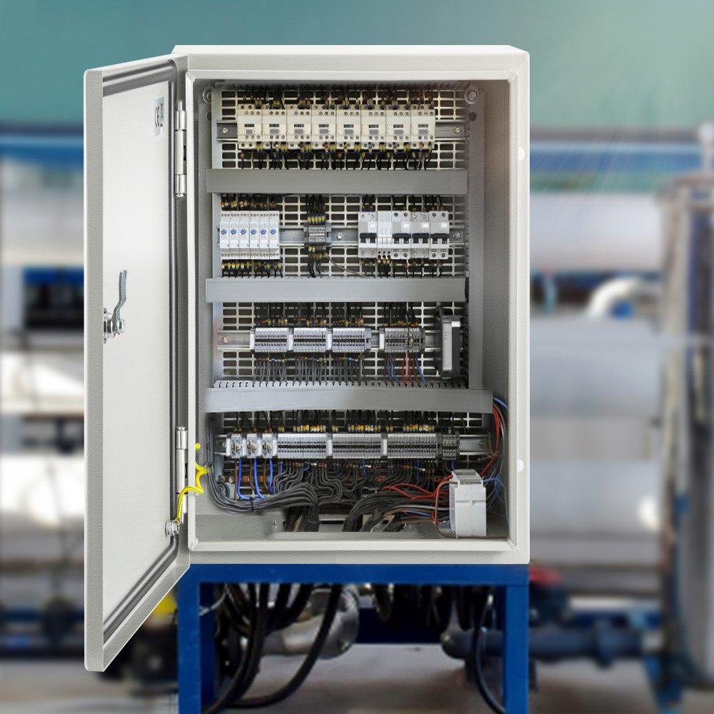 VEVOR  Schaltschrank NEMA-Industriegehäuse, 30 x 20 x 15 cm NEMA 4X-Stahl-Verteilerschrank, IP66 wasserdicht und staubdicht, elektrischer Anschlusskasten für den Außen-/Innenbereich, mit Montageplatte