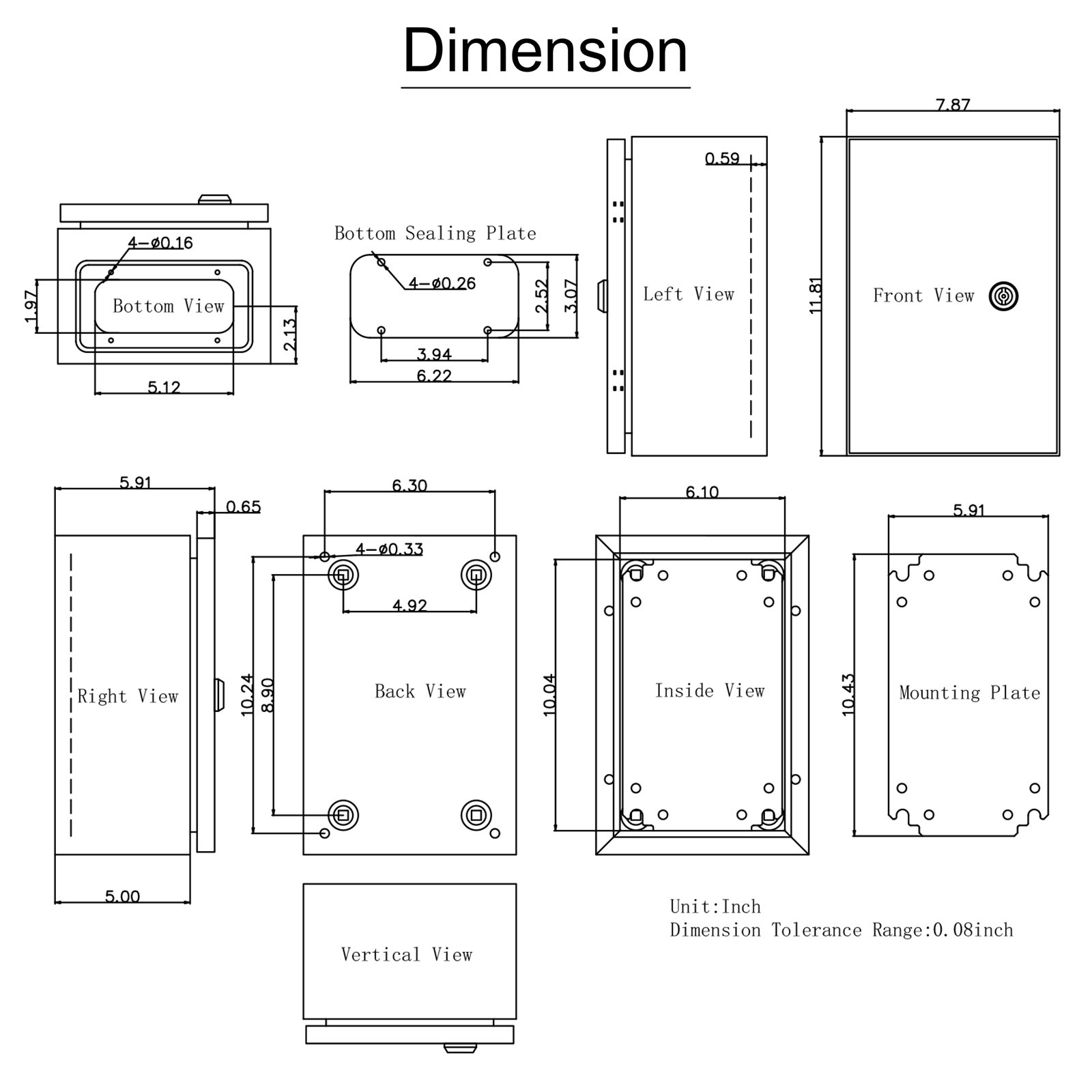 VEVOR  Schaltschrank NEMA-Industriegehäuse, 30 x 20 x 15 cm NEMA 4X-Stahl-Verteilerschrank, IP66 wasserdicht und staubdicht, elektrischer Anschlusskasten für den Außen-/Innenbereich, mit Montageplatte