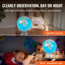 VEVOR Sprechender Globus, 228,6 mm, Interaktiver Globus für Kinder, Pädagogischer Globus mit intelligentem sprechendem Stift, LED-Nachtlicht, USB-Schnittstelle, Geschenke für Kinder (Sprache: Englisch)