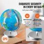 VEVOR Weltglobus mit Ständer, 203,2 mm, pädagogischer geografischer Globus mit präziser Zeitzone, ABS-Material, 360° drehbarer Globus für Kinder, die im Klassenzimmer Geographie lernen