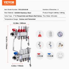 VEVOR 3 Heizkreise Heizkreisverteiler Fußbodenheizung Durchflussanzeiger 5L/min