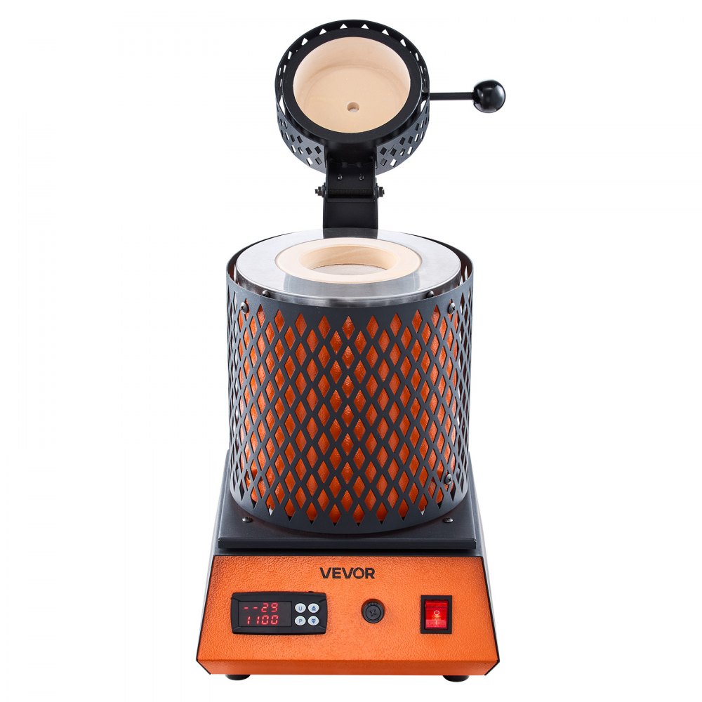 VEVOR digitaler Goldschmelzofen Maschine mit 5 kg Keramiktiegel, elektrischer Schmelzofen 1500 W max. 1150 ℃, Metallschmelzofen Set für Schmuckherstellung Metallbarren Metallkomponenten Schwarz