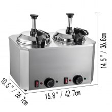 VEVOR Elektrischer Fudge Nacho Käse Schokolade Spender Wärmer für Restaurant usw. mit 2 Pumpen