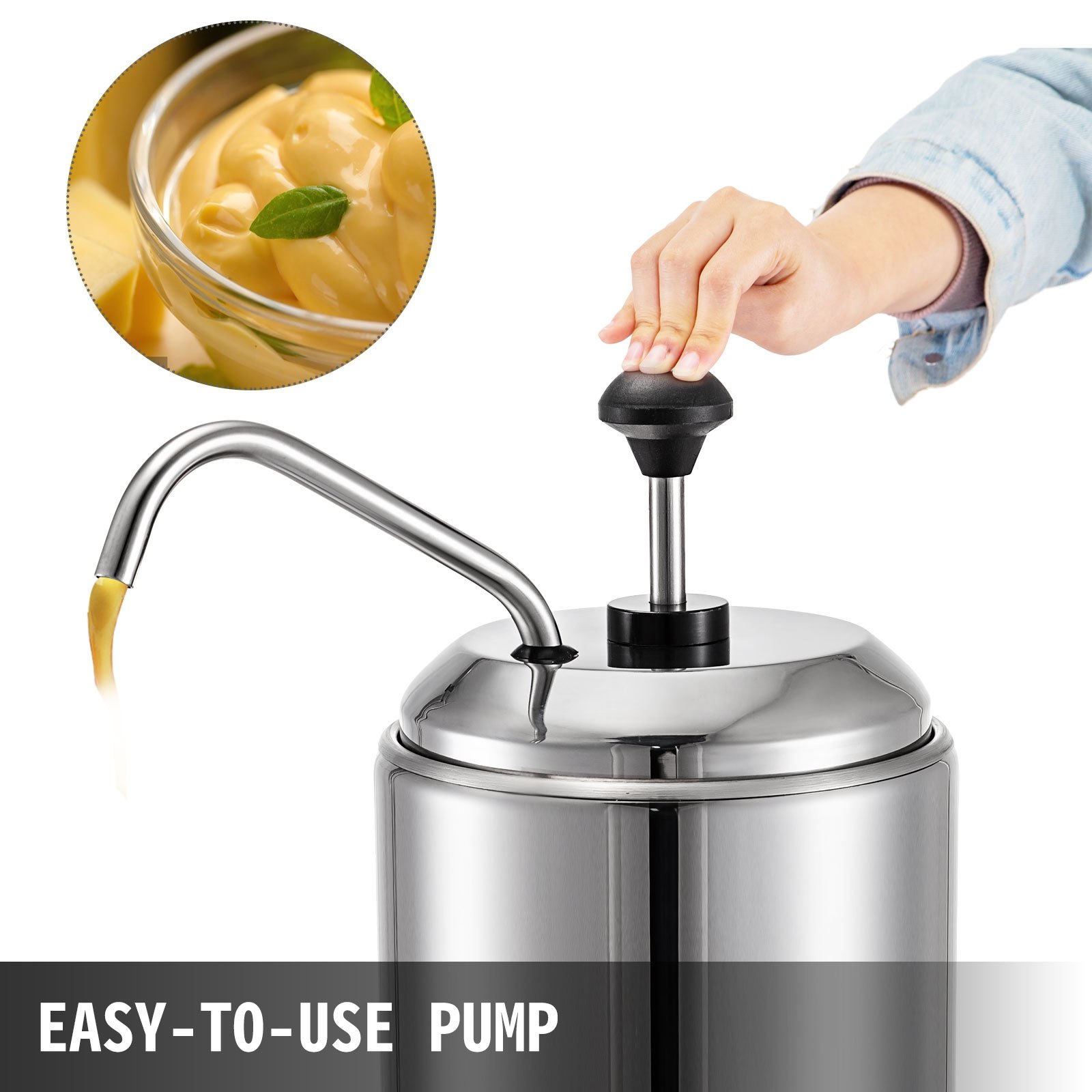 Pumpspender Soßenspender 2,5l Käsekessel Spenderpumpe Thermo-sauciere Edelstahl