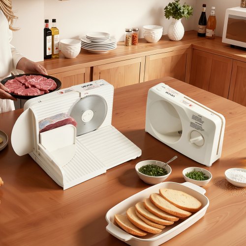 VEVOR Allesschneider Fleischschneider 180 W elektrische Aufschnittmaschine mit 17 cm Klinge, Fleischschneidemaschine mit 0–15 mm einstellbarer Dicke,