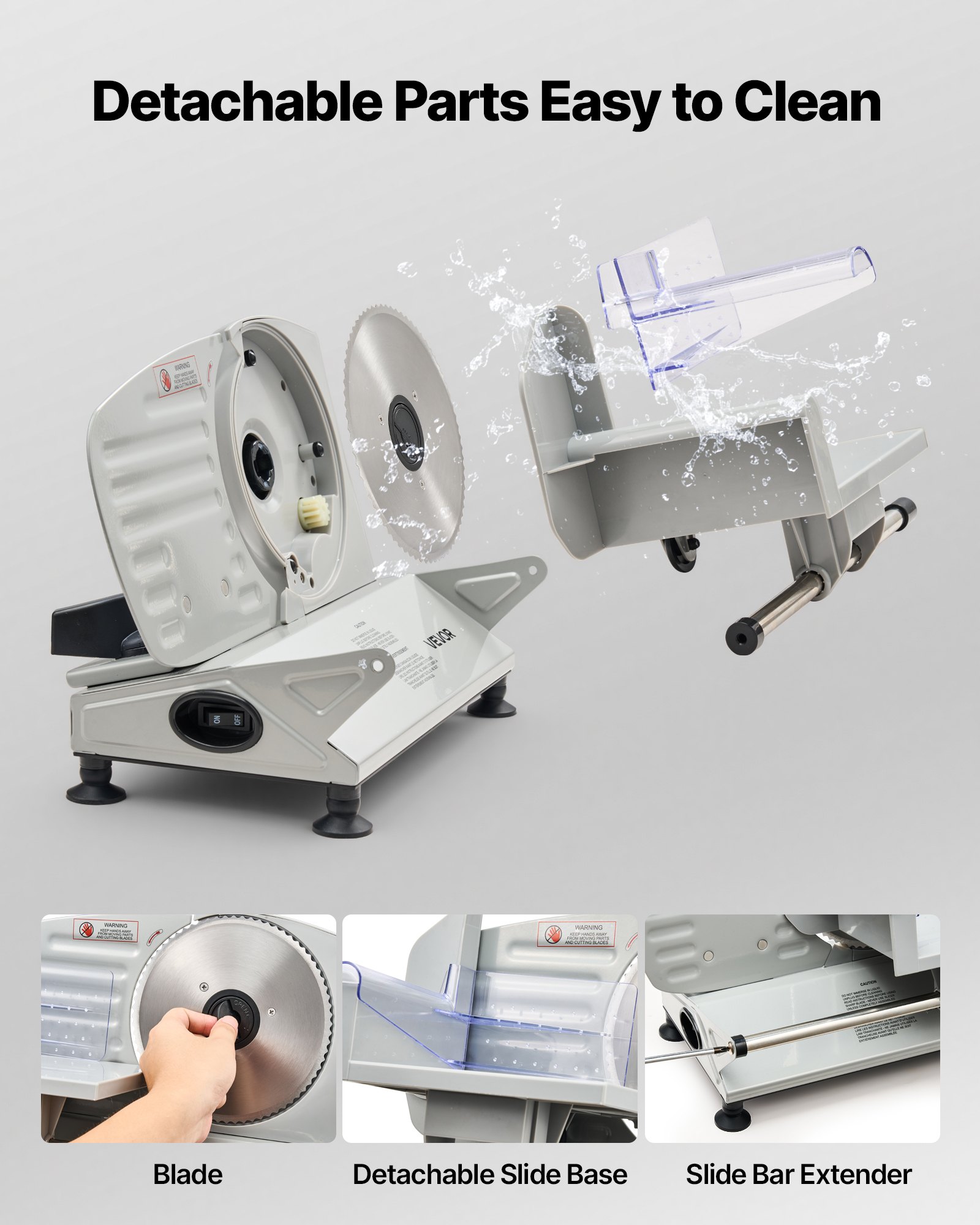 VEVOR Allesschneider Fleischschneider 150 W elektrische Aufschnittmaschine mit 17 cm Klinge, Fleischschneidemaschine mit 0–15 mm einstellbarer Dicke, für gefrorenes Fleisch Schinken Prime Steak