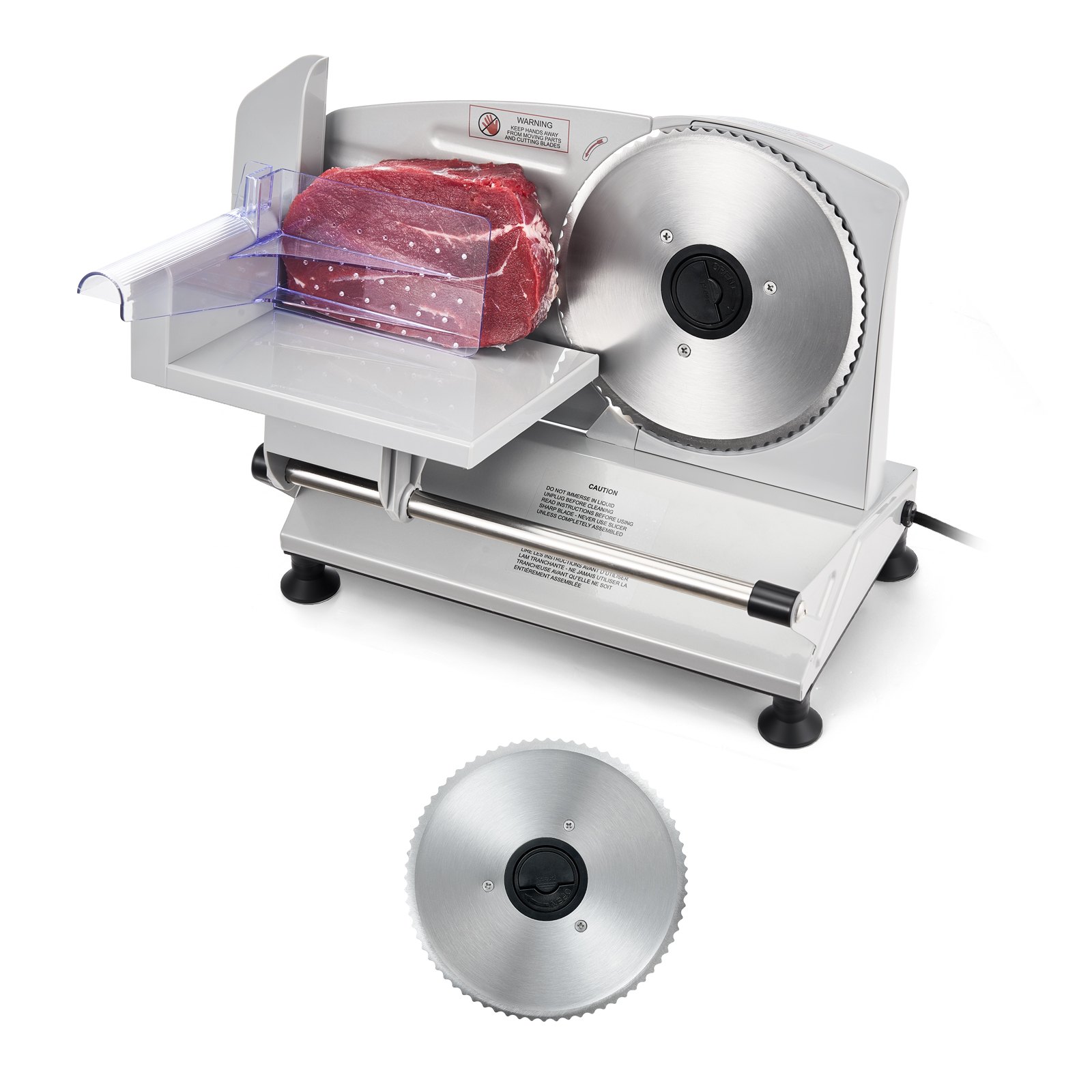 VEVOR Allesschneider Fleischschneider 150 W elektrische Aufschnittmaschine mit 17 cm Klinge, Fleischschneidemaschine mit 0–15 mm einstellbarer Dicke, für gefrorenes Fleisch Schinken Prime Steak