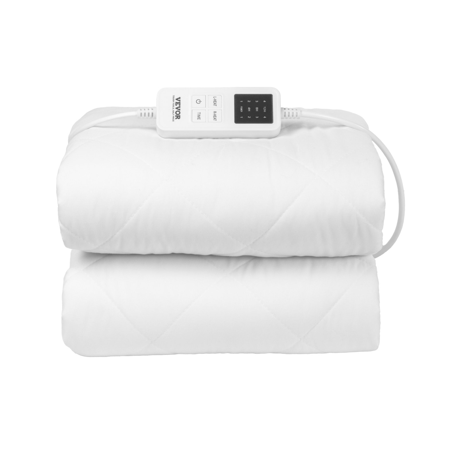 VEVOR Beheizte Matratzenauflage, 150 x 160 cm, Bettwärmer mit 4 Heizstufen, 12-Stunden-Timer, 8-Stunden-Abschaltautomatik, rundum elastische Taschen, Matratzenauflagen aus gebürstetem Stoff