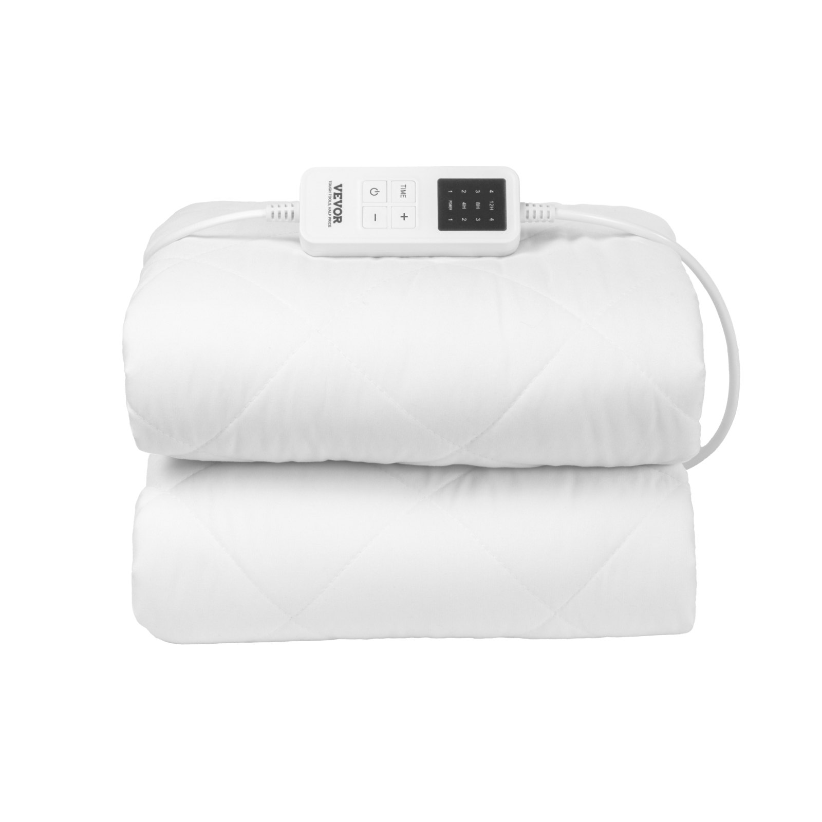 VEVOR Beheizte Matratzenauflage, 150 x 80 cm, Bettwärmer mit 4 Heizstufen, 12-Stunden-Timer, 8-Stunden-Abschaltautomatik, rundum elastische Taschen, Matratzenauflagen aus gebürstetem Stoff