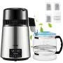 VEVOR Wasserdestilliergerät mit Temperaturregelung 4 L Destillierer Edelstahl 1750W Wasserdestilliergerät Reine Wasser Destilliergerät mit Glaskanne 1,5