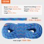 VEVOR 10,2 mm dynamisches Kletterseil, 50 m (164 Fuß) Outdoor-Kletterseil, 25 kN Bruchspannung, dehnbares Faserseil mit Stahlkarabinerhaken für Flucht, Abseilen, Brandrettung, Blau