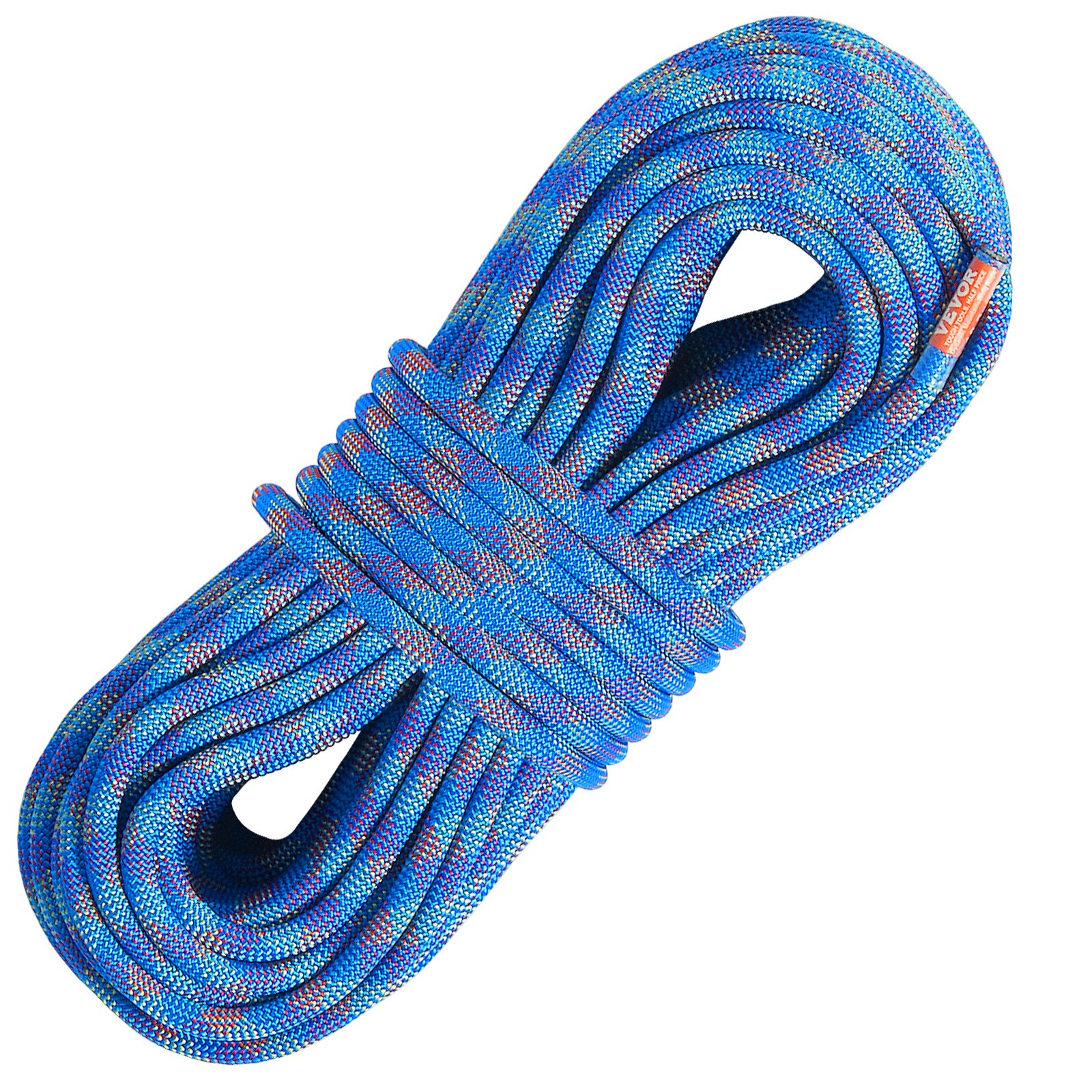 VEVOR 10,2 mm dynamisches Kletterseil, 50 m (164 Fuß) Outdoor-Kletterseil, 25 kN Bruchspannung, dehnbares Faserseil mit Stahlkarabinerhaken für Flucht, Abseilen, Brandrettung, Blau