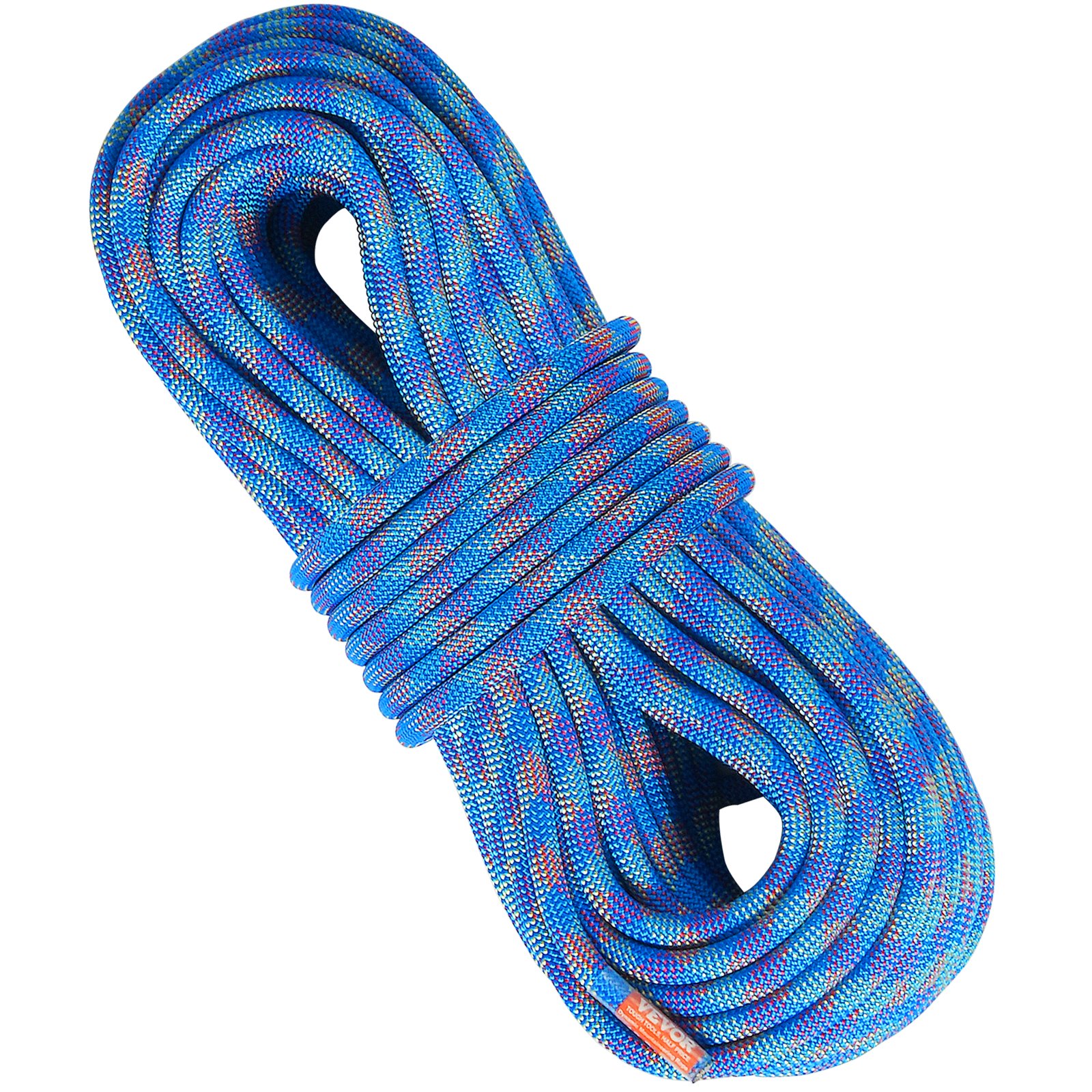 VEVOR 10,2 mm dynamisches Kletterseil, 50 m (164 Fuß) Outdoor-Kletterseil, 25 kN Bruchspannung, dehnbares Faserseil mit Stahlkarabinerhaken für Flucht, Abseilen, Brandrettung, Blau
