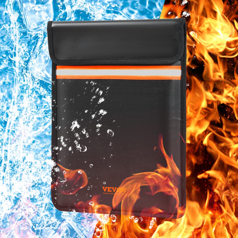 VEVOR Feuerfeste Wasserdichte Dokumententasche 1 Stk. 380 x 285 x 10 mm, Feuerfeste Geldtasche, Brieftasche, Große Kapazität Aktentasche Geldaufbewahrung Dokumente / Geld / Pass / Bankdatei usw.