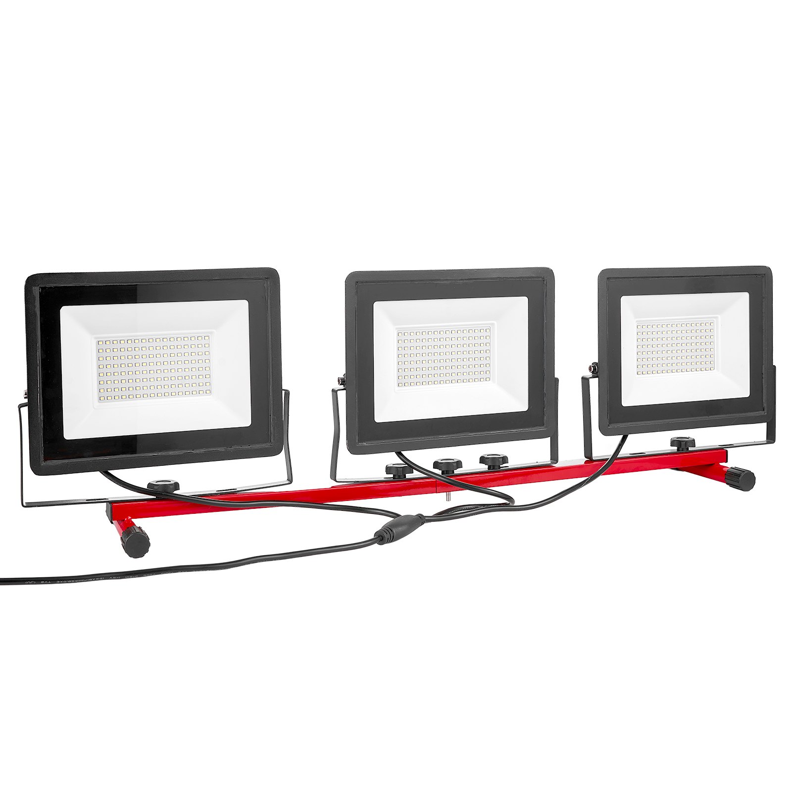 VEVOR Baustrahler LED mit Stativ, 21000 Lumen, 6000-6500K Arbeitsleuchte mit drei Köpfen, Einzelschalter, und 3,3 m Netzkabel, für Baustellenbau im Innen- und Außenbereich, IP65 wasserdicht