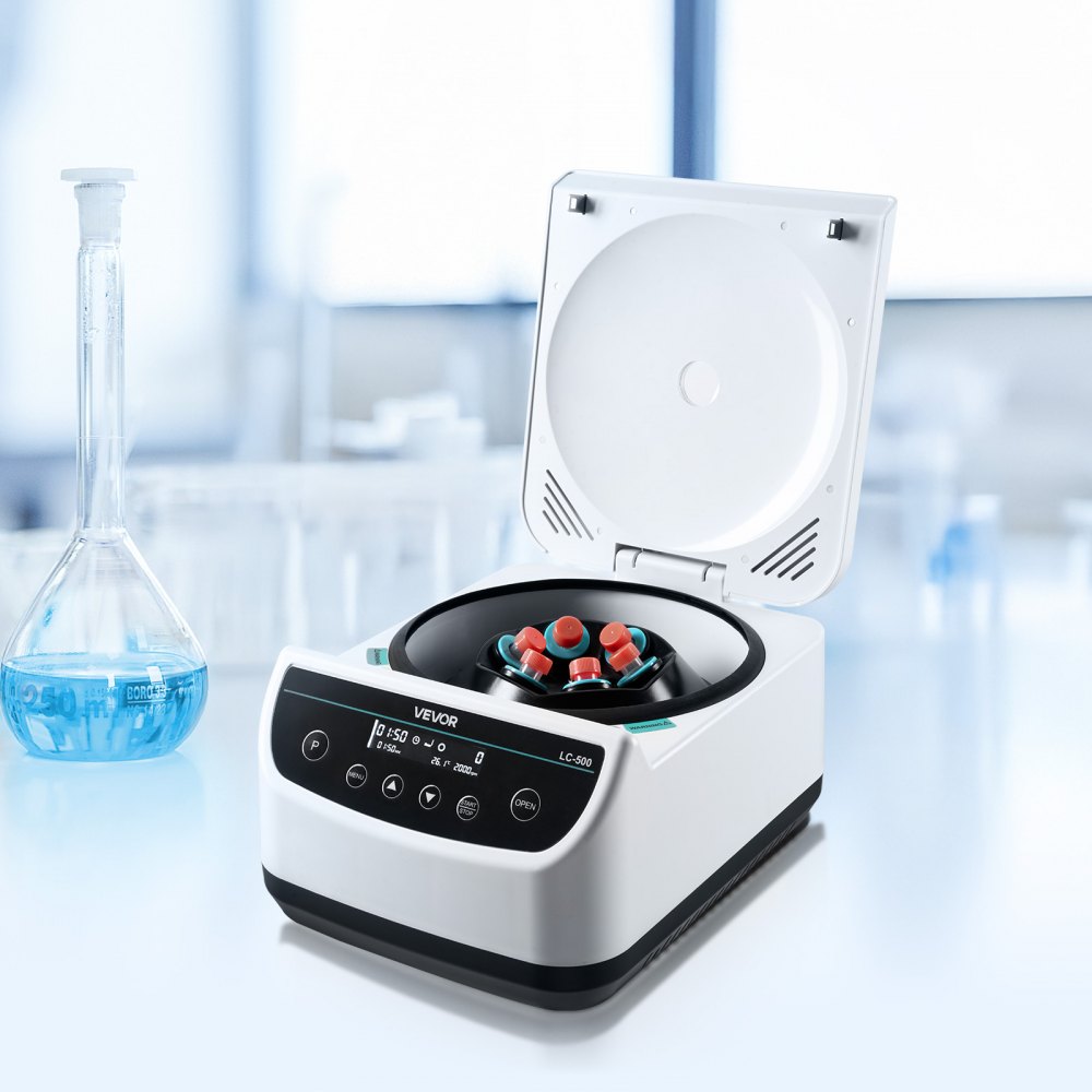 VEVOR Zentrifugenmaschine 100-2100 xg RCF elektrische Laborzentrifugenmaschine mit 1 Rotor für 2/5/10/15/50 ml Röhrchenkapazität, einstellbar 500-4000 U/min, geräuscharm für Laborexperimenten