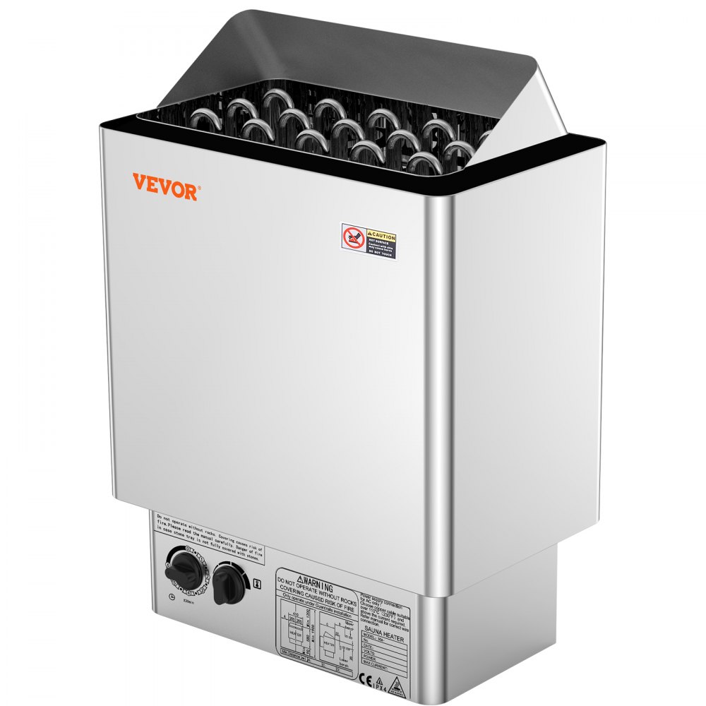 VEVOR Elektrischer Saunaofen, 8 kW, 400 V, 3N tragbare Saunaheizung für drinnen & draußen mit 3-Stunden-Timer, integrierte Steuerung für 8–12 m³, kommerzielle Hotel-Spa-Dusche, Edelstahl 430