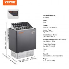 VEVOR 6kW Elektrischer Saunaofen Saunaheizung Digitaler Controller für 5-9m³ Spa