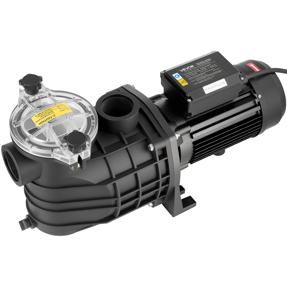 VEVOR Schwimmbadpumpe 3 kW, Filterpumpe 35.000 L/H max. Fördermenge, Einstufige Poolpumpe 2860 U/min, 19 m max. Förderhöhe, mit 24-Stunden-Timer & Filterkorb, für Aufstell- & Einbaupools, & Spas