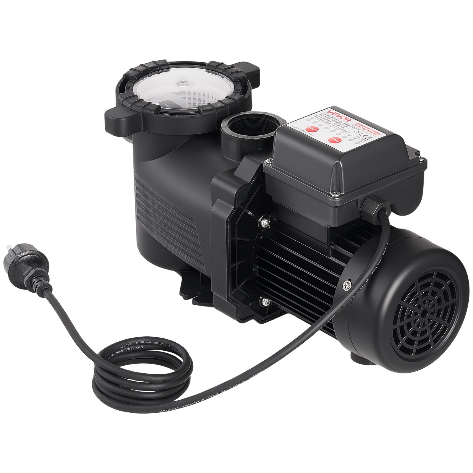 VEVOR Schwimmbadpumpe 550 W, Filterpumpe 14.000 L/H max. Fördermenge, Einstufige Poolpumpe, 3450 U/min, 12 m max. Förderhöhe, mit 24-Stunden-Timer & Filterkorb, für Aufstell- & Einbaupools, Spas