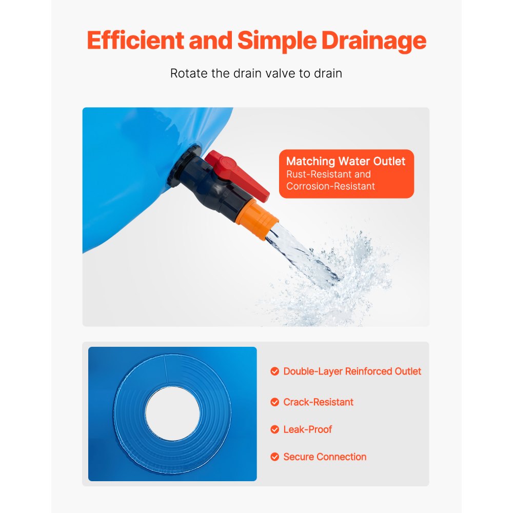 VEVOR Fischteich aus Segeltuch, mit 3100L Fassungsvermögen, Koi-Aquarium aus PVC, rundes Goldfischbecken mit stabilem Rahmen & Ablassventil, für Aquakultur, Koi-Zucht & Bewässerung (blau)