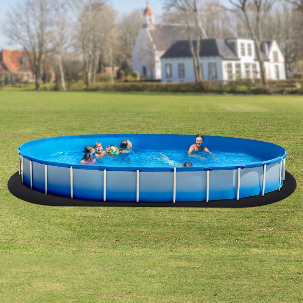 VEVOR Ovale Poolunterlage, 3,6x7,3 m, Bodenplane für oberirdische Schwimmbecken, extra dicke Bodenschutzplane, Poolmatte aus Geotextilmaterial, verlängert die Lebensdauer der Folie
