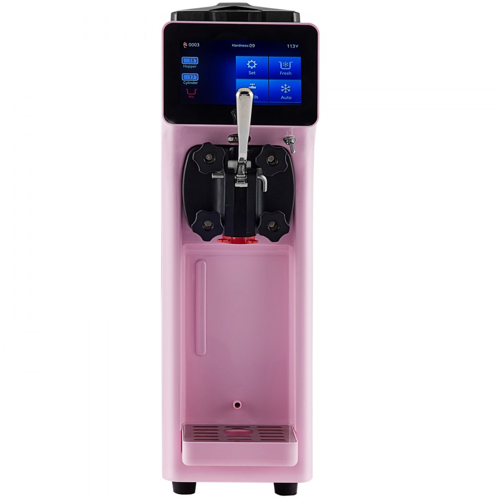 VEVOR Kommerzielle Softeismaschine, 10-20 L pro Stunde Produktion Rosa Speiseeisbereiter LCD-Bildschirm, 1000 W Eiscrememaschine mit 4,5 L Trichter, 550 x 210 x 680 mm Softeismaschine Desktop