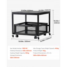 VEVOR Mini-Kühlschrankständer Kühlschranktisch Organzier Rollbar 90kg Schwarz