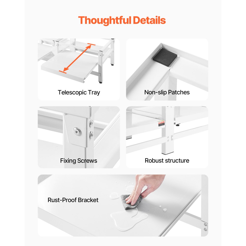 VEVOR Waschmaschinen Untergestell 355 mm Hoch, Waschmaschinenerhöhung mit Ausziehbarer Ablage, Tragkraft von 318 kg, Rutschfesten Füße, Trocknersockel, Podest, Universell Passend, Weiß, 2er-Pack