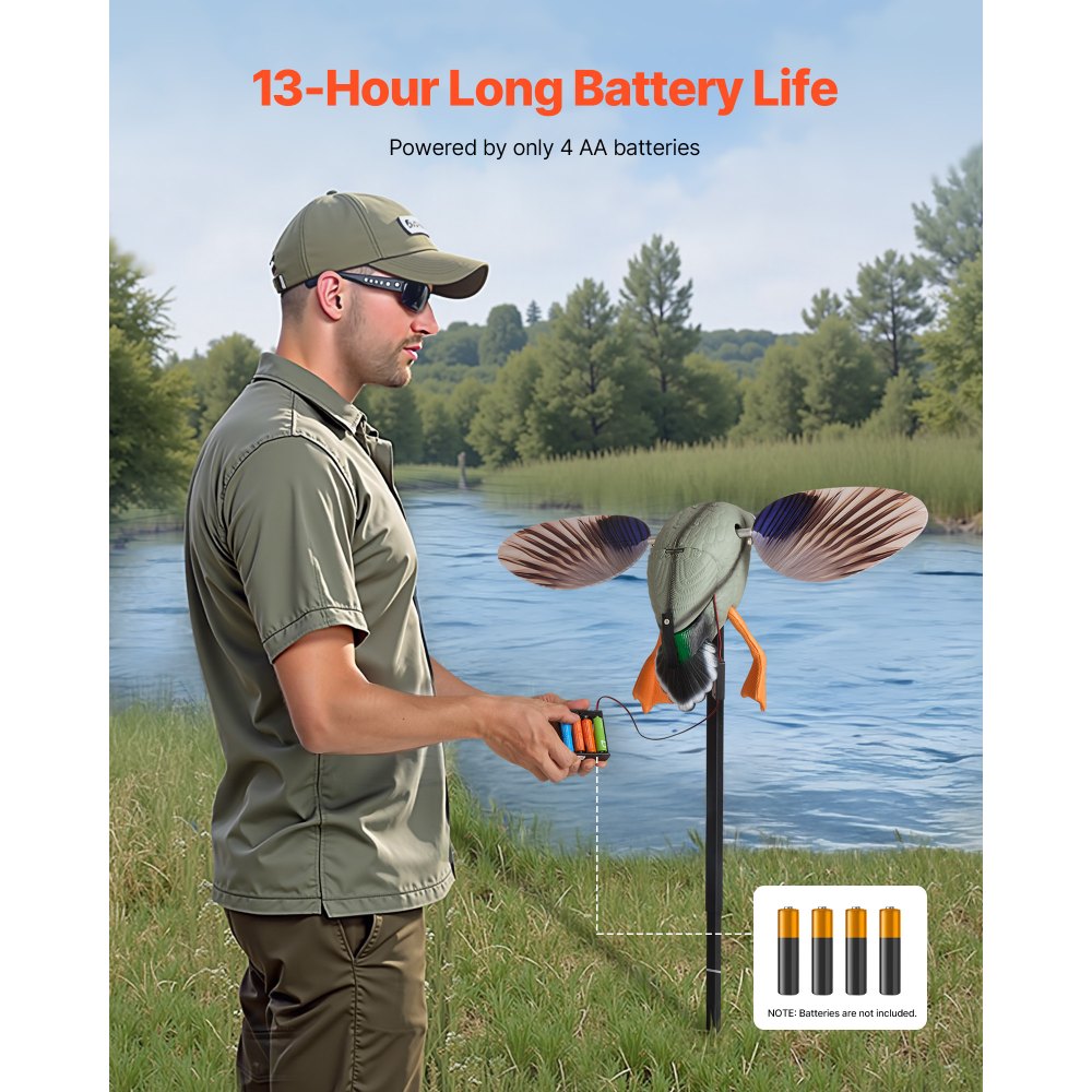 VEVOR Lockvögel mit sich drehenden Flügeln, schwimmende Ente für Pool Teich, realistische Lockvögel aus Kunststoff für die Jagd auf Enten, Gartendekoration, leicht zu tragen, 1er-Pack