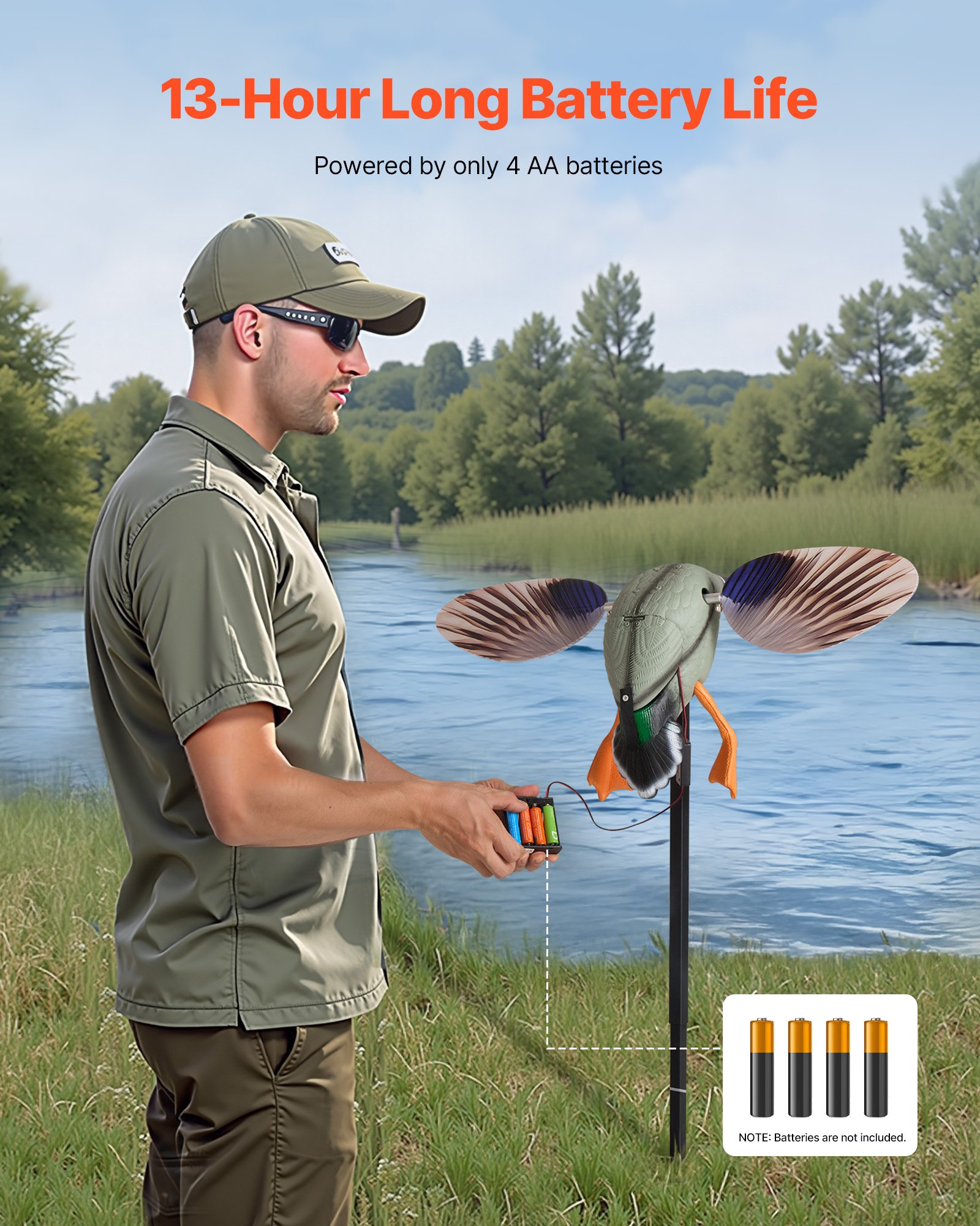 VEVOR Lockvögel mit sich drehenden Flügeln, schwimmende Ente für Pool Teich, realistische Lockvögel aus Kunststoff für die Jagd auf Enten, Gartendekoration, leicht zu tragen, 1er-Pack