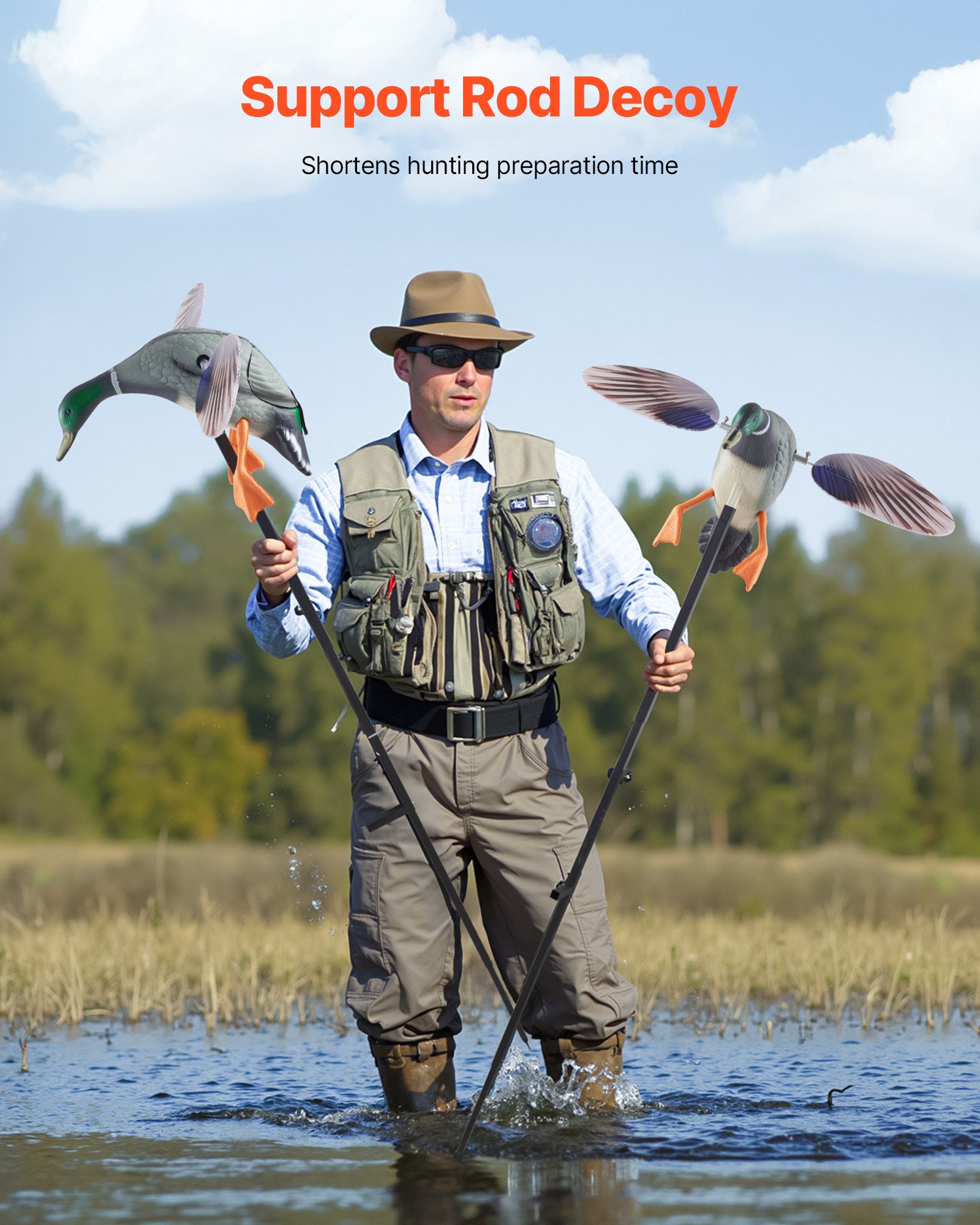 VEVOR Lockvögel mit sich drehenden Flügeln, schwimmende Ente für Pool Teich, realistische Lockvögel aus Kunststoff für die Jagd auf Enten, Gartendekoration, leicht zu tragen, 1er-Pack