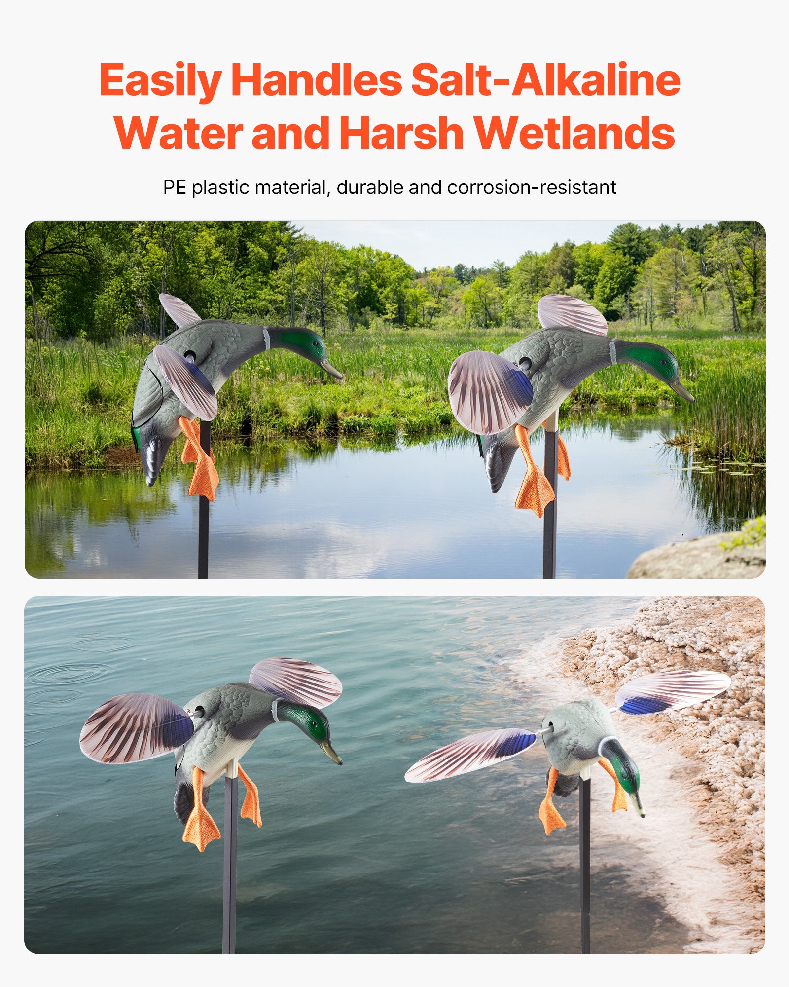 VEVOR Spinning Wing Motion Duck Decoys, Outdoor Teal Decoys for Hunting, Floating Duck for Pool, Pond, and Lake, Realistic Plastic Duck Hunting Decoy, Garden Yard Decoration, Easy to Carry, 1-Pack