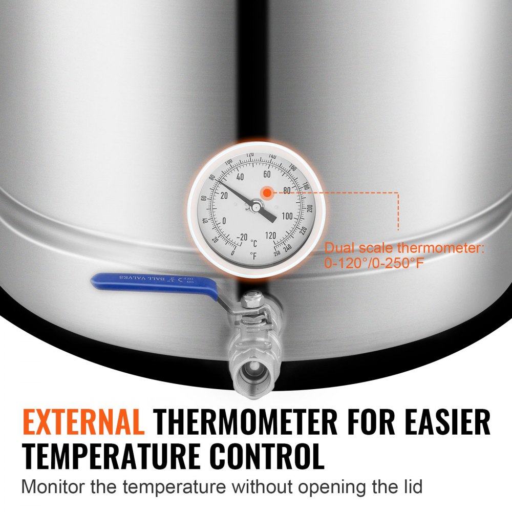 VEVOR Braukessel Bierbrauanlage Heimbrauanlage 60,57 L Thermometer Gärtopf