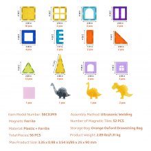 VEVOR Magnetspielzeug Kinder Spielzeug Magnetische Bausteine Tiere 56-teilig