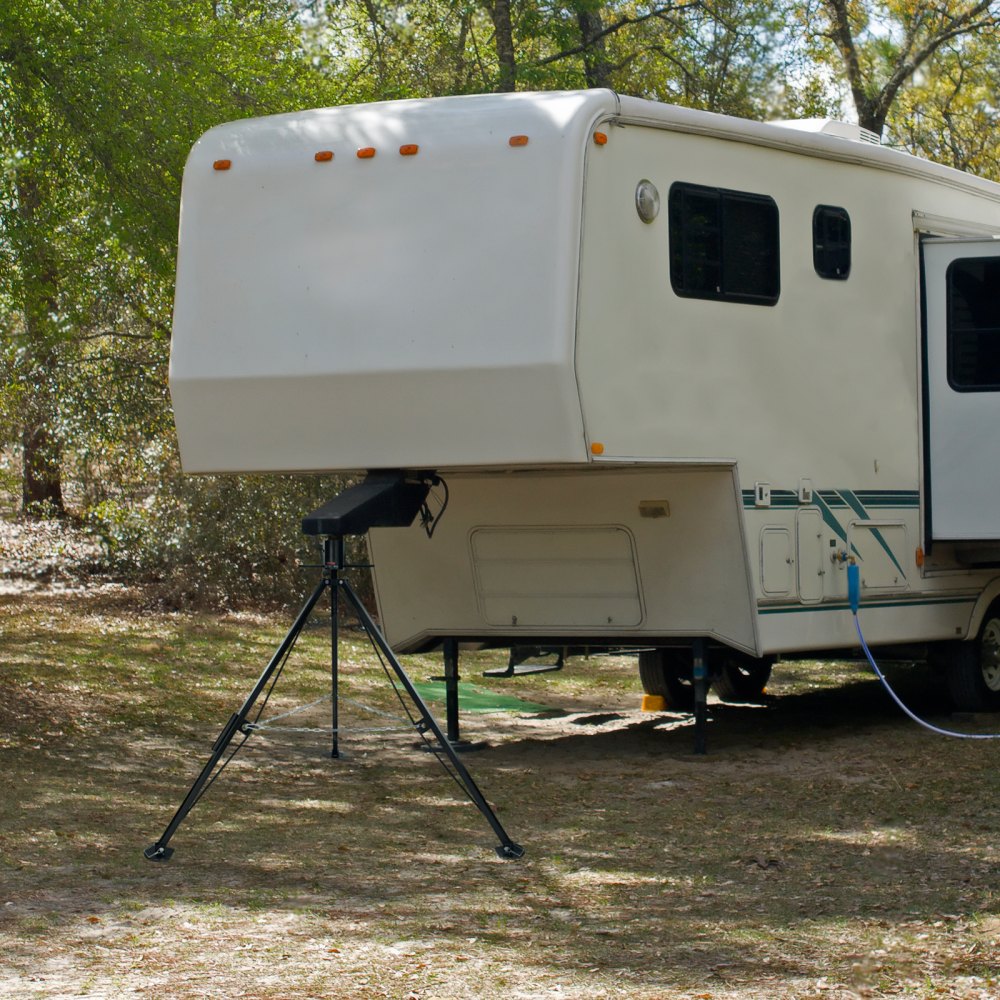 VEVOR Wohnmobil-Stabilisierungsheber 1 Stk. 880–1450 mm Höhenverstellbar, 2,27 t Tragfähigkeit Wohnwagen-Halterungen, Klappbarer Stativstabilisator 200 x 200 x 1326 mm, Wohnwagen-Stativ Inkl. Zubehör