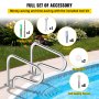 VEVOR Schwimmbad-Treppenschiene, 81,3 x 57,5 cm, Edelstahl 304, Traglast 170 kg, mit Schnellbefestigung, Bodenplatte und komplettem Zubehör, silberfarben