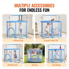 VEVOR Mini-Trampolin Kinder Indoor-Trainings-Rebounder mit Netz 147cm Outdoor